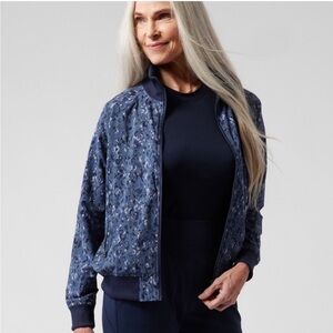 NEW with tags Athleta Brooklyn bomber jacket II zip-up zip up blue sporty small